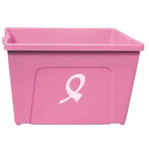   gallon recycle bin with breast cancer awareness logo