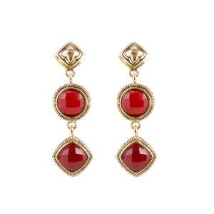  Bronzed By Barse Faceted Ruby Red Double Drop Post 
