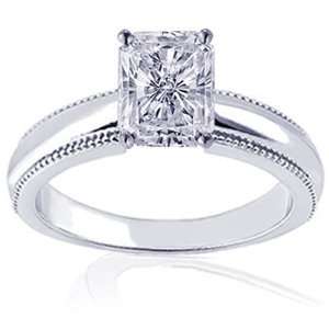Ct Radiant Cut Diamond Milgrained Engagement Ring CUTVERY GOOD 14K 