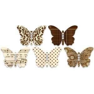  Adhesive Cardstock Embellished Butterflies Brown Arts 