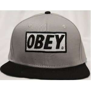 Obey Snapback Gray / Black Two Tone Adjustable Plastic Snap Back Hat 