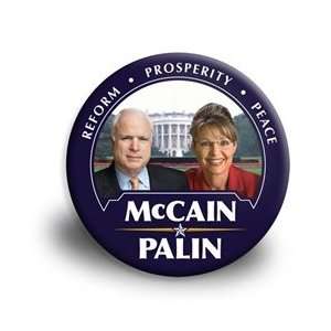 McCain and Palin Reform Prosperity Peace Photo Button   3 