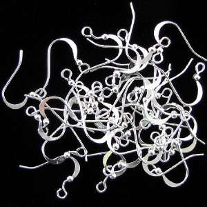  50 14mm silver plated earring hook wires findings
