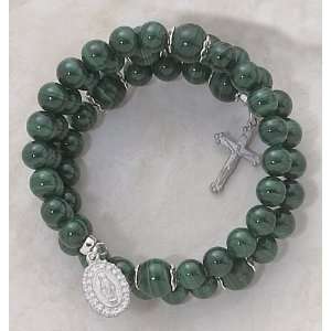   Decade Rosary Bracelet, Faux Malachite Wrap around 5 Decade Rosary