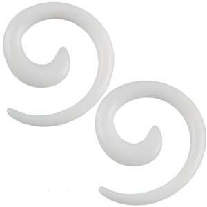  12G 12 gauge 2mm   White Acrylic Ear Plugs Spirals Earlets 