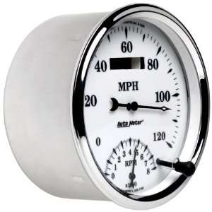   Tyme White II 5 8000 RPM / 120 mph Tachometer/Speedometer Combo Gauge