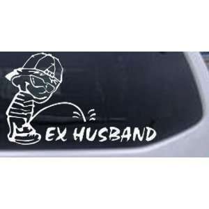 White 12in X 7.2in    Pee on Ex Husband Funny Car Window Wall Laptop 