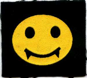  Vampire Happy Face / Smiley Face   Screenprinted Sew On or 