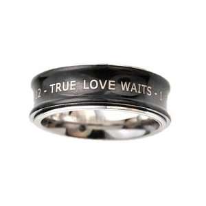  Mens Black True Love Waits Spinner Ring Jewelry