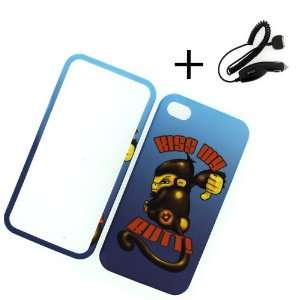 iPhone 4S Cover Case Kiss My Butt Monkey + Car Charger 4S/4 Verizon/AT 