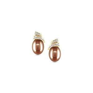 ZALES Chocolate Cultured Freshwater Pearl and Diamond Accent Earrings 