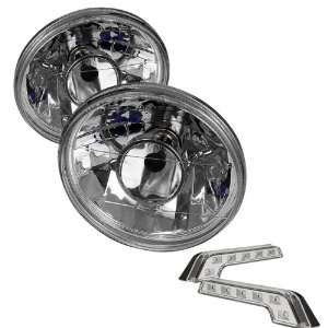 Carpart4u Universal Round Chrome Projector Lamp 7in W/ Super White H4 