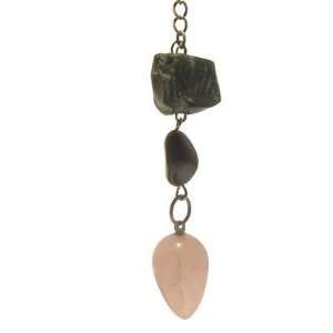  Bloodstone Pendulum 01 Rose Quartz Pink Green Nugget Stone 