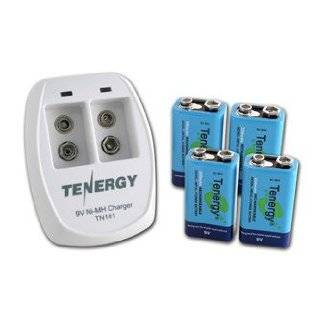 Tenergy TN141 2 Bay 9V Smart Charger with 4 pcs 9V 250mah NiMH 