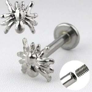 14g Labret Stud Lip Ring Body Jewelry Piercing with Spider 14 Gauge 3 
