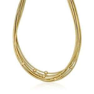  Italian Multi Strand Flex Necklace With 14kt Gold Beads Jewelry