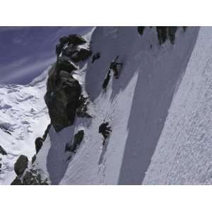 Climbing up a Steep Snow Face, New Zealand Sports Premium Poster Print 