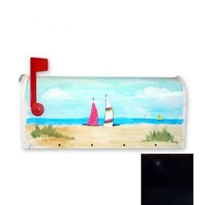  Sailboats Mailbox (Black) (9H x 6.85W x 20D) Patio 