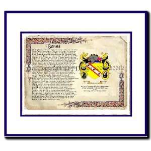  Benns Coat of Arms/ Family History Wood Framed