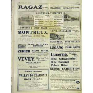  Adverts Ragaz Hotel Montreux Territet Vevy Palace 1914 