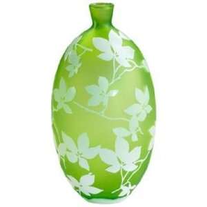  Blossom Large Green and White Glass Vase