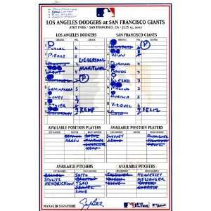  Dodgers at Giants Game Used Lineup Card 7 13 2007 Sports 