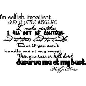 Im SelfishMarilyn Monroe Quote Wall Words Removable 