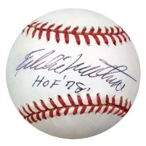  Eddie Mathews Autographed/Hand Signed NL Baseball HOF 78 