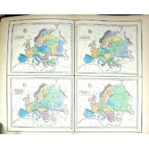  Antique Map C1855 Europe Charles V 1789 Iceland France Britain Spain