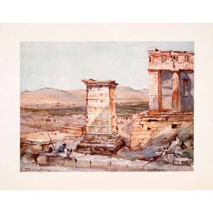  1906 Color Print Athens Greece Monument Agrippa 