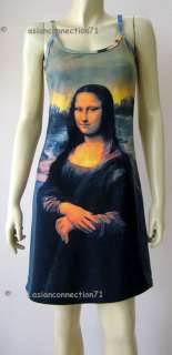 MONA LISA Da Vinci New Hand Print Art Tank Top Dress M  
