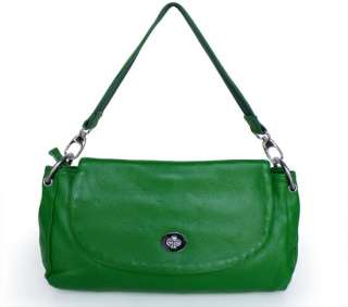 New Fashion Nobby 100% Real Leather Lady Womens Green Shoulder Bag 