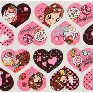  cute glitter hearts girls Kokka Fabric from Japan (Sold in 