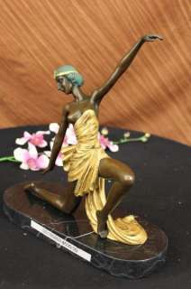 Original Signed Jean Patou Gilt Flirty Dancer Bronze Figurine Figure 