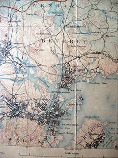 1893/1912 SALEM, MASS early DETAILED TOPO MAP Plum Island MARBLEHEAD 