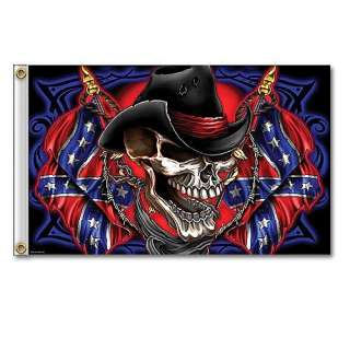 Skeleton Cowboy Rebel Confederate Flag Fly the colors that represent 