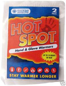 Subzero Hot Spot Hand Warmers 10 Hours of Heat   2 Pack  