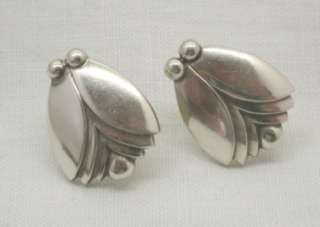 Vintage Art Deco Design Danish Silver Georg Jensen Earrings  