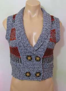 DOUBLE ZERO Gray & Red JUNIORS 7/9 MEDIUM Double Breasted Knitted 