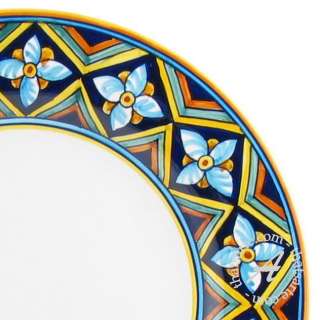 Set of 4 Handmade Geometric Soup Pasta Plates Deruta  
