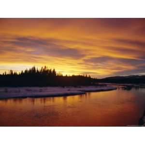  Sunset Over a Warm River in Winter, Yellowstone National Park 