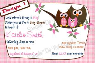 Owl Invitations*Birthday/Baby Shower*4x6* Many Designs  