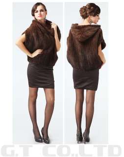 0417 Knitted Mink Beauty Hooded Coat Jacket overcoat apparel dress 