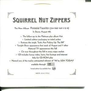 SQUIRREL NUT ZIPPERS IN STORE PLAY PROMO CD SAMPLER  