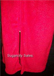 NWT CABERNET EMBOSSED ZIP FRONT LONG PLUSH ROBE RED 2X  
