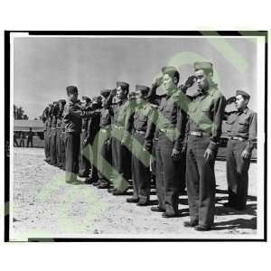  1943 WWII 442nd Combat Team learn to salute Camp Shelby 