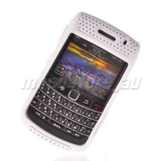 HARD SILICONE MESH RUBBER CASE COVER FOR BLACKBERRY 9700 BOLD WHITE 