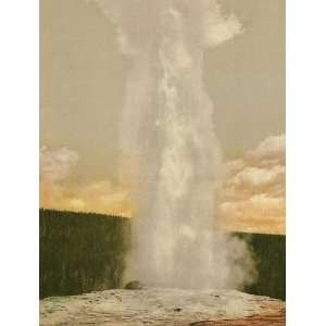 Vintage Travel Poster   Old Faithful Geyser Yellowstone National Park 