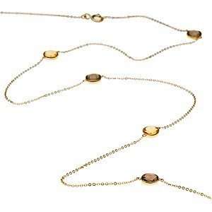   Quartz & Citrine Station Necklace set in 14 kt Yellow Gold Jewelry