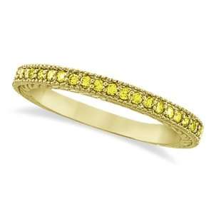  Fancy Yellow Canary Diamond Stackable Ring Band 14Kt Gold 